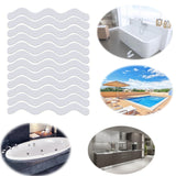 24pcs /Bag Wavy Shaped Safety Bathtub Non-Slip Sticker, 1.3 x 18cm 1.3 x 18cm Transparent