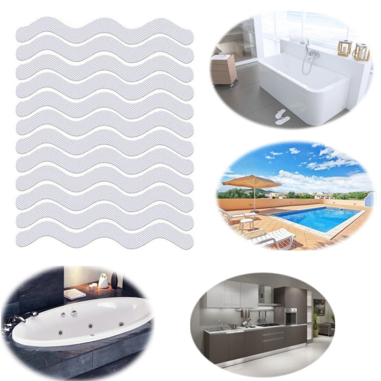 24pcs /Bag Wavy Shaped Safety Bathtub Non-Slip Sticker, 1.3 x 18cm 1.3 x 18cm Transparent