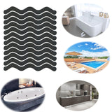 24pcs /Bag Wavy Shaped Safety Bathtub Non-Slip Sticker, 1.3 x 18cm 1.3 x 18cm Black