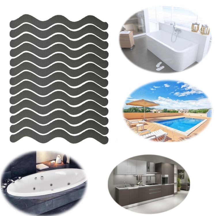 24pcs /Bag Wavy Shaped Safety Bathtub Non-Slip Sticker, 1.3 x 18cm 1.3 x 18cm Grey
