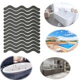 24pcs /Bag Wavy Shaped Safety Bathtub Non-Slip Sticker, 1.3 x 18cm 1.3 x 18cm Grey