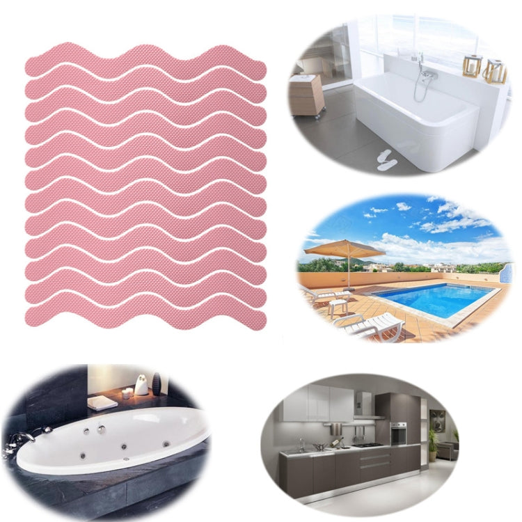 24pcs /Bag Wavy Shaped Safety Bathtub Non-Slip Sticker, 1.3 x 18cm 1.3 x 18cm Pink