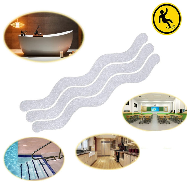24pcs /Bag Wavy Shaped Gravel Pattern Bathtub Non-Slip Sticker, 1.3 x 18cm 1.3 x 18cm Transparent