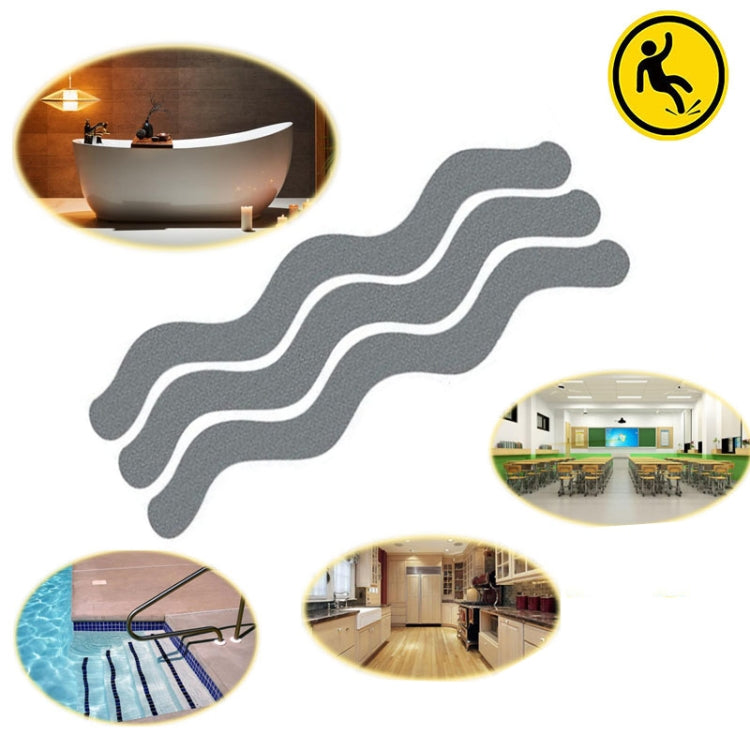 24pcs /Bag Wavy Shaped Gravel Pattern Bathtub Non-Slip Sticker, 1.3 x 18cm 1.3 x 18cm Gray
