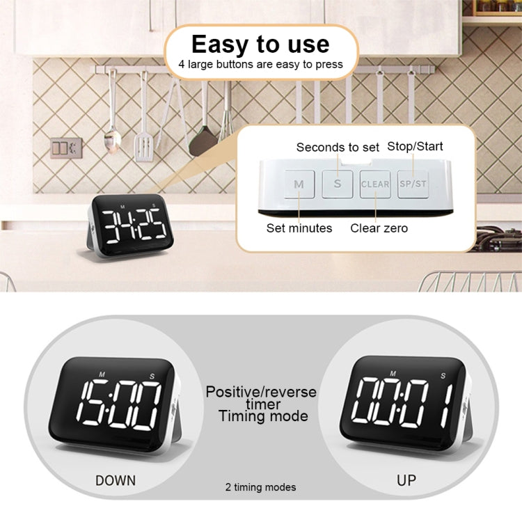 Rechargeable Large Screen LCD Electronic Timing Reminder Alarm Clock Kitchen Baking Timer, Baking Timer
