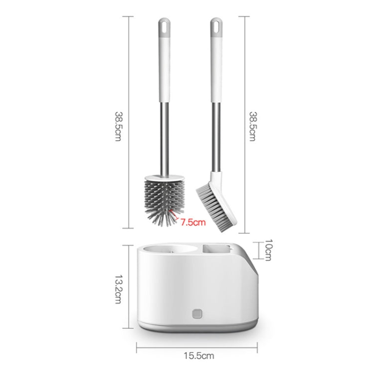 MT2 Silicone Double Brushs Head Toilet Brush Set, Landing Type, Wall-mount Type