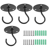 4 PCS Iron Ceiling Hook Balcony Flower Basket Hook Wall Clothes Hook, Black, White