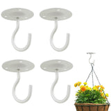 4 PCS Iron Ceiling Hook Balcony Flower Basket Hook Wall Clothes Hook, Black, White
