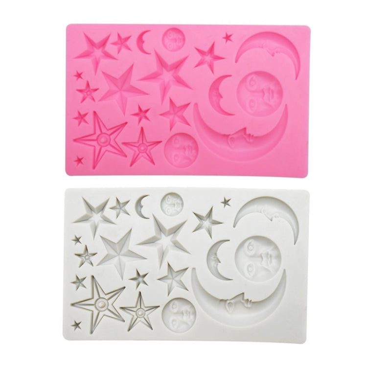 Star Moon Face Chocolate Clay DIY Silicone Mold, Pink, Gray