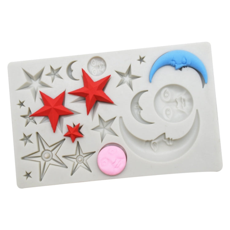 Star Moon Face Chocolate Clay DIY Silicone Mold, Pink, Gray