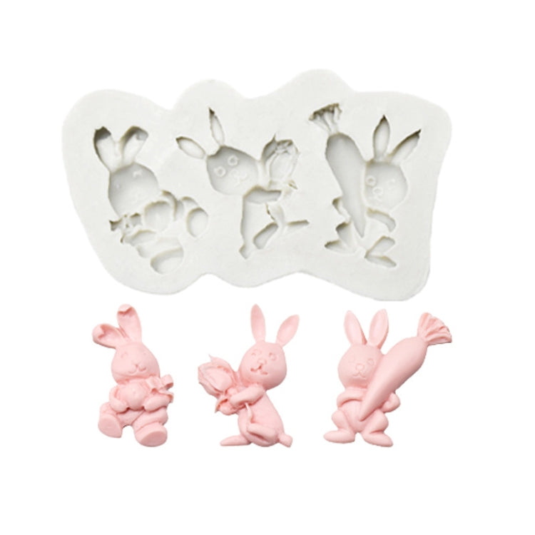2 PCS Easter Bunny Egg Chocolate Baking Clay Silicone Mold, Three Rabbits, Double Egg, Carrot Rabbit, Bouquet Bunny Three Rabbits