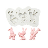 2 PCS Easter Bunny Egg Chocolate Baking Clay Silicone Mold, Three Rabbits, Double Egg, Carrot Rabbit, Bouquet Bunny Three Rabbits