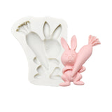 2 PCS Easter Bunny Egg Chocolate Baking Clay Silicone Mold, Three Rabbits, Double Egg, Carrot Rabbit, Bouquet Bunny Carrot Rabbit