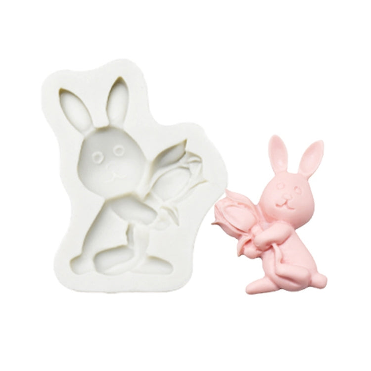 2 PCS Easter Bunny Egg Chocolate Baking Clay Silicone Mold, Three Rabbits, Double Egg, Carrot Rabbit, Bouquet Bunny Bouquet Bunny