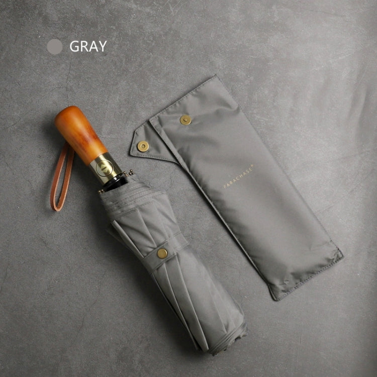 PARACHASE Ten-bone Double-layer Large Windproof Business Automatic Folding Umbrella, Grey, Black, Navy, Khaki
