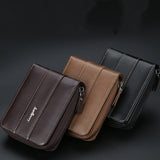 Baellerry Men Short Wallet Buckle Multi-card Coin Purse Tri-fold Zip Wallet, Black, Light-coffee, Dark Coffee