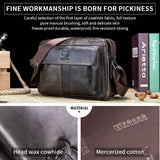 BULL CAPTAIN Double Layer Leather One Shoulder Messenger Bag For Men, Yellow Brown, Beige, Iron Blue