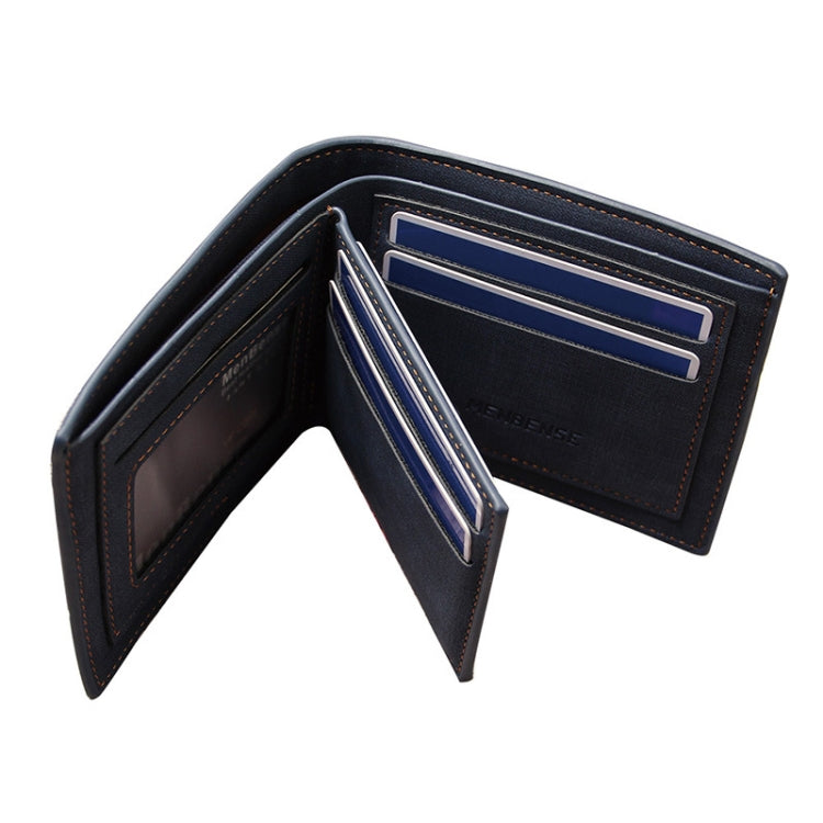 MenBense Large Capacity Short Multi-Card Matte Wallet, Blue, Black, Dark Brown, Light Brown