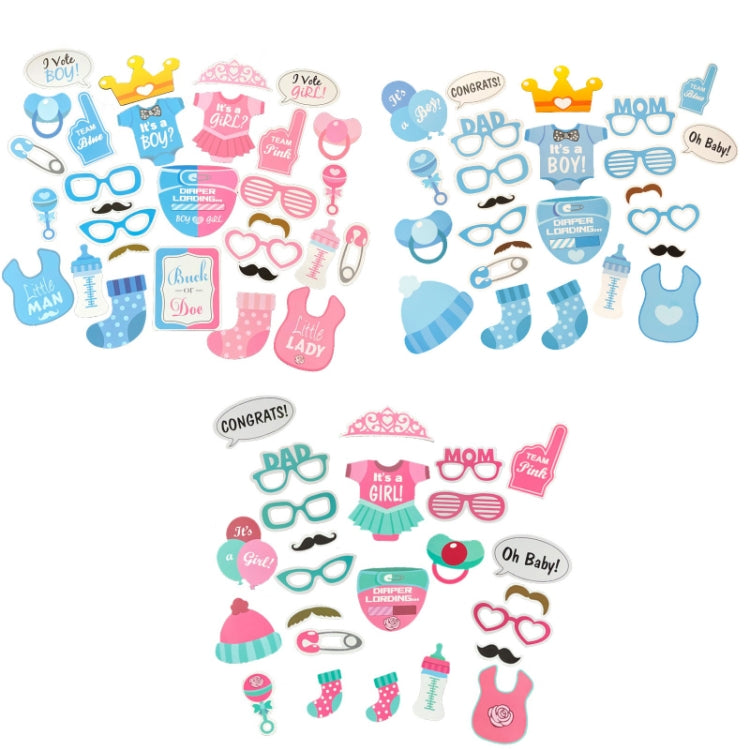 3 Sets Baby Birthday Party Gender Reveal Stickers Photo Props, 30PCS/Set Boy Girl Suit, 25PCS/Set Boys Suit, 25PCS/Set Girls Suit