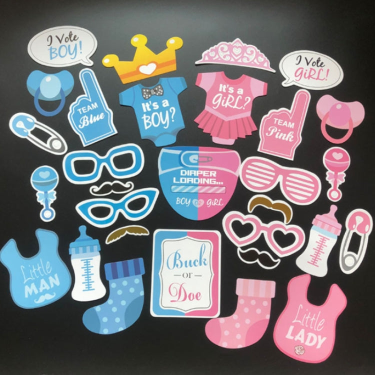3 Sets Baby Birthday Party Gender Reveal Stickers Photo Props, 30PCS/Set Boy Girl Suit, 25PCS/Set Boys Suit, 25PCS/Set Girls Suit