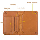 Men Wallet Cowhide Passport Bag Ticket Holder Multifunctional Card Holder, Black, Brown