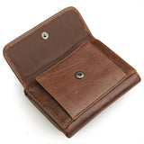 Men Casual Retro RFID Blocking Anti-Scanning Cowhide Leather Short Wallet, Coffee, Chocolate Color, Maroon