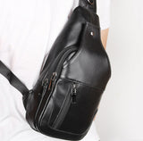 Casual Men Chest Bag First Layer Cowhide Messenger Bag