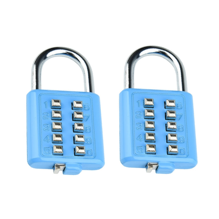 2 PCS 10-Bit Button Password Lock Cabinet Door Tool Box Button Padlock, Red, Electroplating White, Sky Blue, Black
