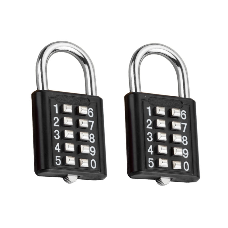 2 PCS 10-Bit Button Password Lock Cabinet Door Tool Box Button Padlock, Red, Electroplating White, Sky Blue, Black