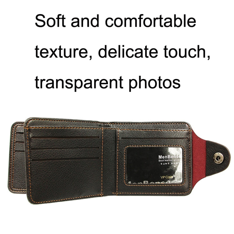 MenBense Men Multi-Card 2 Fold Short Wallet Carrying Card Case, Black, Brown