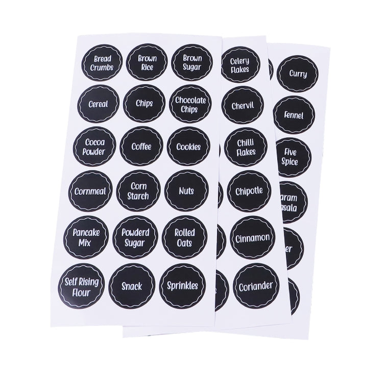 144 PCS Printed Spice Jar Labels Pantry Stickers Blackboard Stickers