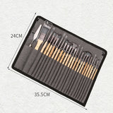 24 In 1 Nylon Wool Brush Canvas Storage Bag Set Oil Painting Gouache Watercolor Brush, 24 In 1 Oil Painting