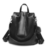 TFZ468 Vintage PU Soft Leather Ladies Backpack, Black, Khaki Black