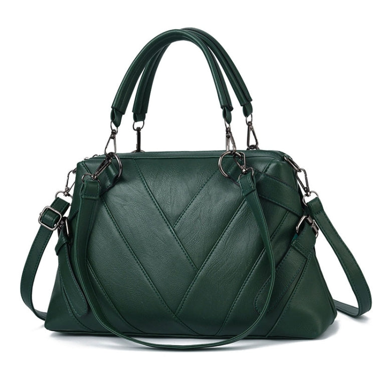 TFZ 250 Geometric Colorblock Soft Leather Handbag, Red Wine, Green, Black, Dark Gray, Black White, Rubber Pink Green