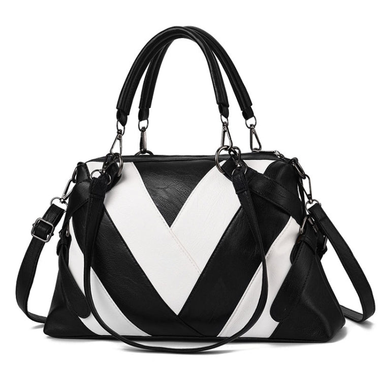 TFZ 250 Geometric Colorblock Soft Leather Handbag, Red Wine, Green, Black, Dark Gray, Black White, Rubber Pink Black White