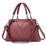 TFZ 250 Geometric Colorblock Soft Leather Handbag, Red Wine, Green, Black, Dark Gray, Black White, Rubber Pink Rubber Pink
