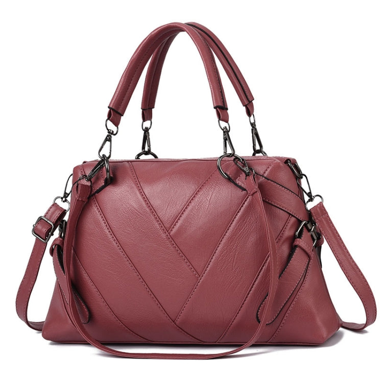 TFZ 250 Geometric Colorblock Soft Leather Handbag, Red Wine, Green, Black, Dark Gray, Black White, Rubber Pink Rubber Pink