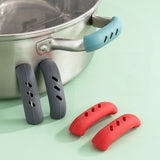 1 Pair Silicone Pot Handle Insulation Cover Iron Pot Handle Cover, Light Green, Simple Gray, Red