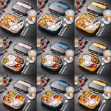 304 Stainless Steel Double-Layer Large-Capacity Portable Lunch Box, Peacock Blue, Lemon Yellow, Ink Pink