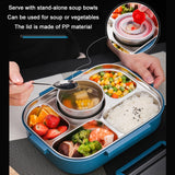 304 Stainless Steel Double-Layer Large-Capacity Portable Lunch Box, Peacock Blue, Lemon Yellow, Ink Pink