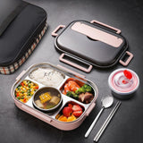 304 Stainless Steel Double-Layer Large-Capacity Portable Lunch Box, Peacock Blue, Lemon Yellow, Ink Pink Ink Pink Middle 5 Grids