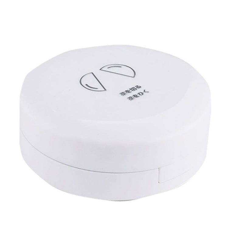 Double-layer Round Eight Grids Portable Medicine Box with Cutter, White, Blue