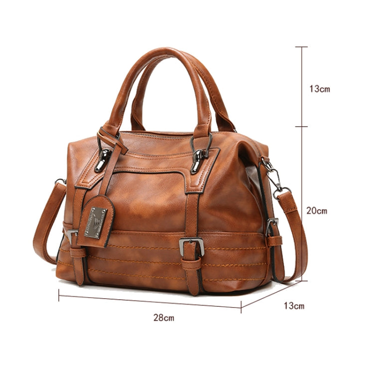 Ladies Casual Handbag Soft-faced Solid Color One-shoulder Diagonal Large Bag, Black, Pink, Brown, Grey