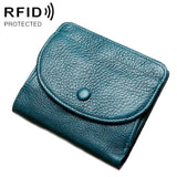 TP-195 Genuine Leather Natural Tumbled Buckle Coin Purse Blue