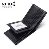 TP-215 Leather RFID Anti-theft Tri-fold Short Wallet, Brown, Blue, Orange, Black Black