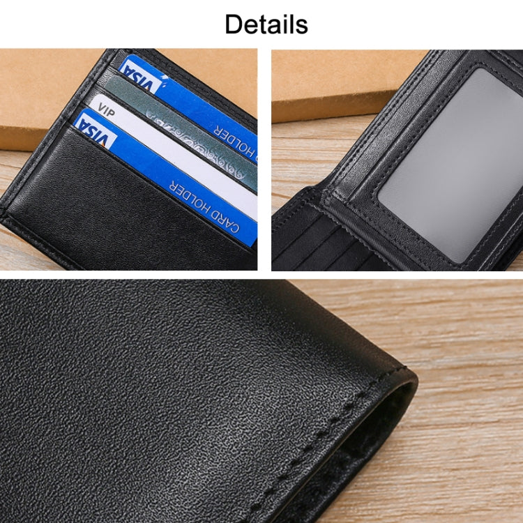 TP-215 Leather RFID Anti-theft Tri-fold Short Wallet, Brown, Blue, Orange, Black