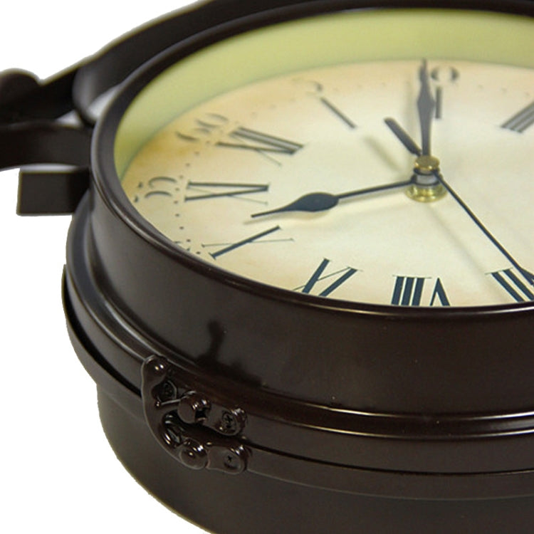 Iron Retro Home Wall Clock Double Side Hanging Clock, Monochrome