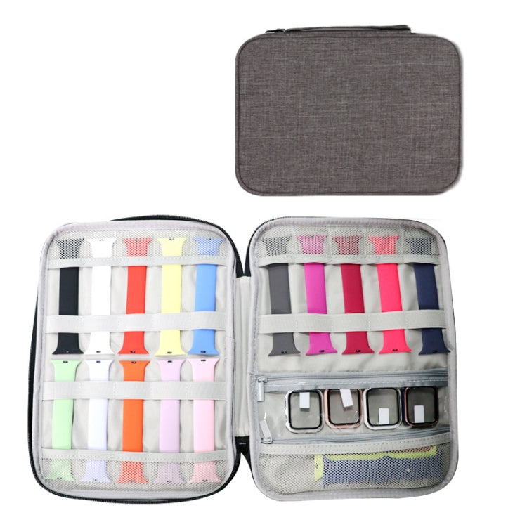 Long Strap Storage Bag With Handheld For Apple Watch, Single Layer (Black), Single Layer (Gray), Double Layer (Black), Double Layer (Gray), Double Layer (Yellow Leopard), Double Layer (Pink Leopard)