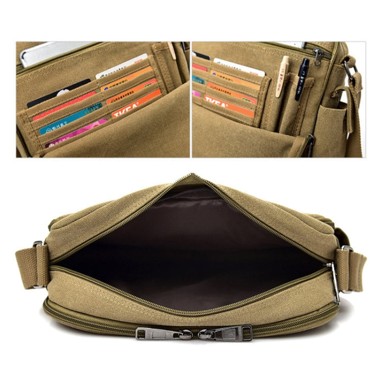 RuYiHuang Men Vintage Canvas Versatile Single-Shoulder Bag, Khaki, Black, Brown
