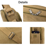 RuYiHuang Men Vintage Canvas Versatile Single-Shoulder Bag, Khaki, Black, Brown